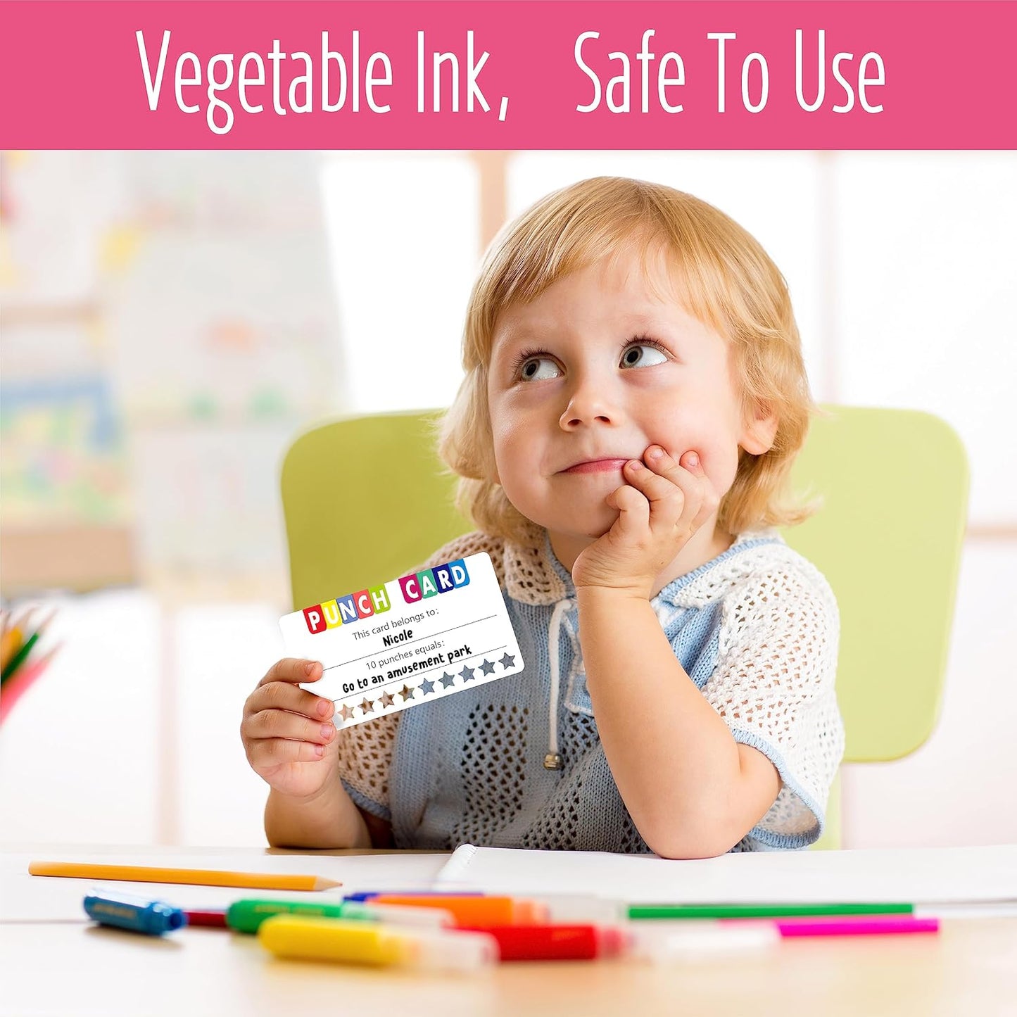 200 PCS Punch Cards, Incentive Card with Handheld Puncher Kit Star Shaped Incentive Loyalty Reward Cards Boost Creativity & Skills Development for Business, Classroom, Students Behavior, 3.5” x 2”