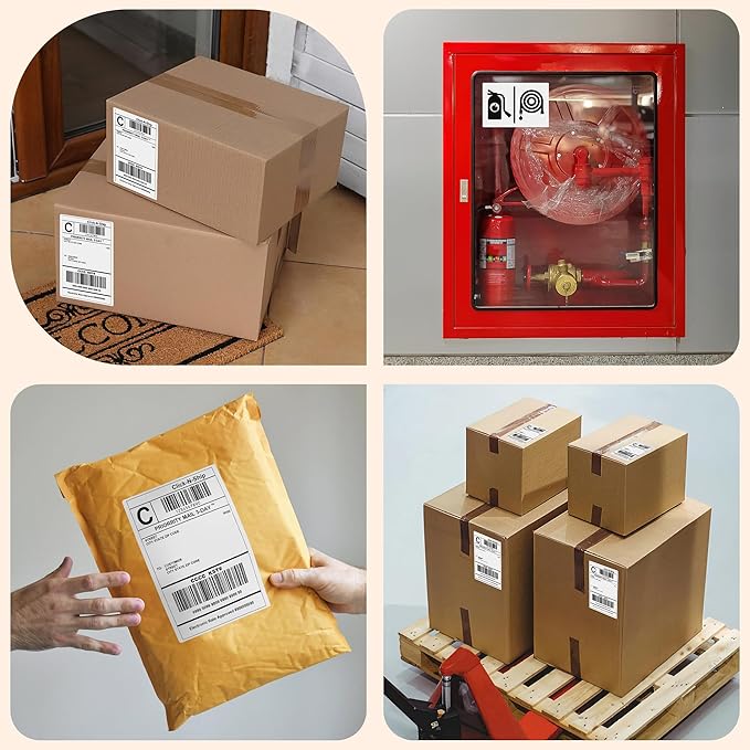 L LIKED 4000 Fanfold 4 x 6 Direct Thermal Shipping Labels, with Perforated Line, Compatible with Zebra & Rollo Printer, White, Commercial Grade