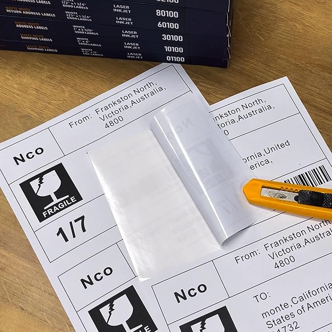 5.5" x 8.5", 100 Sheets, 200 Printable Half Sheet Labels, Blank Mailing Labels for Laser & Inkjet Printers, Letter Size