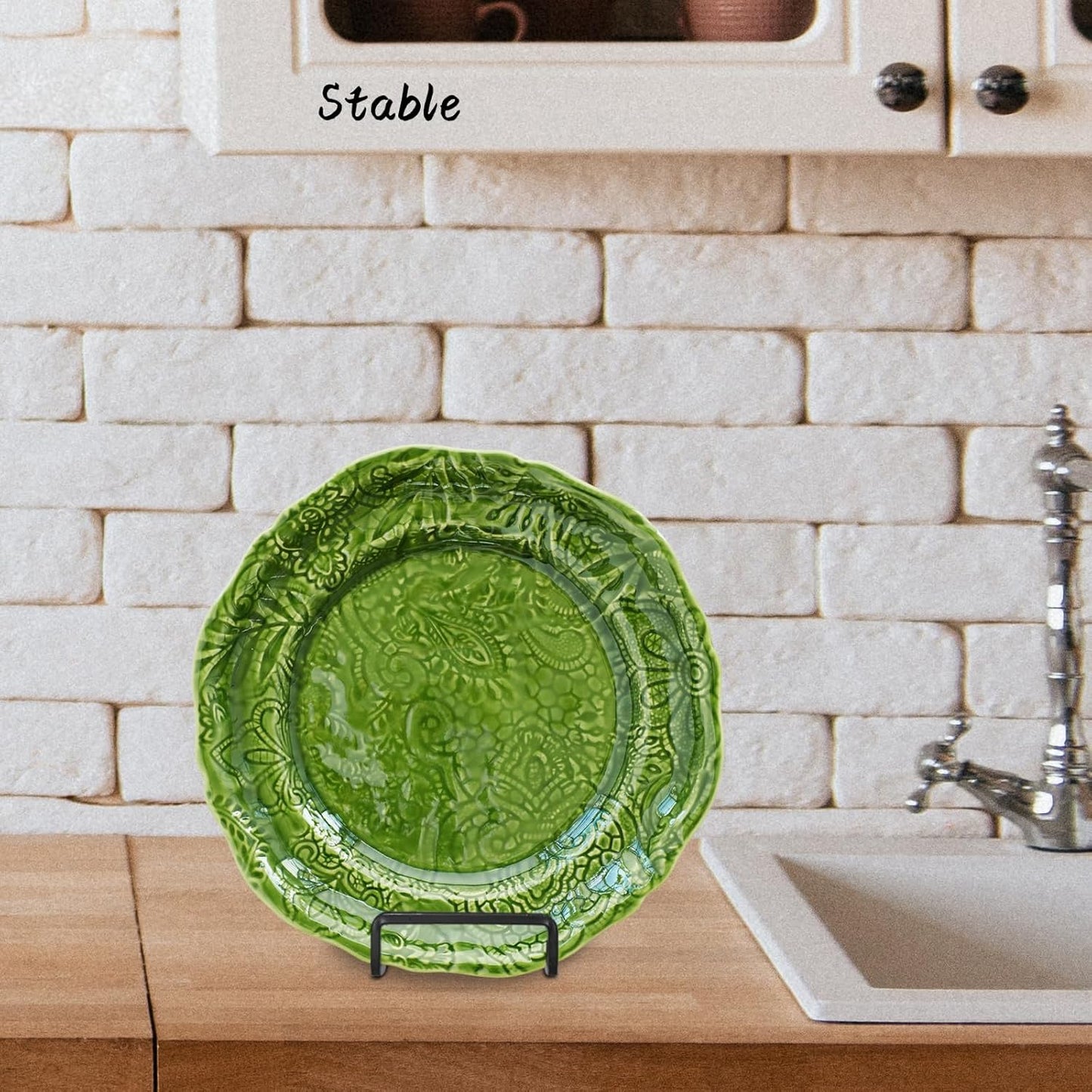 Decolore 4 Pack 6 Inch Black Picture Stands for Display Square Plate Holder Display Stand Frame Stand for Picture, Decorative Plate, Photo Easel and Artistic Work