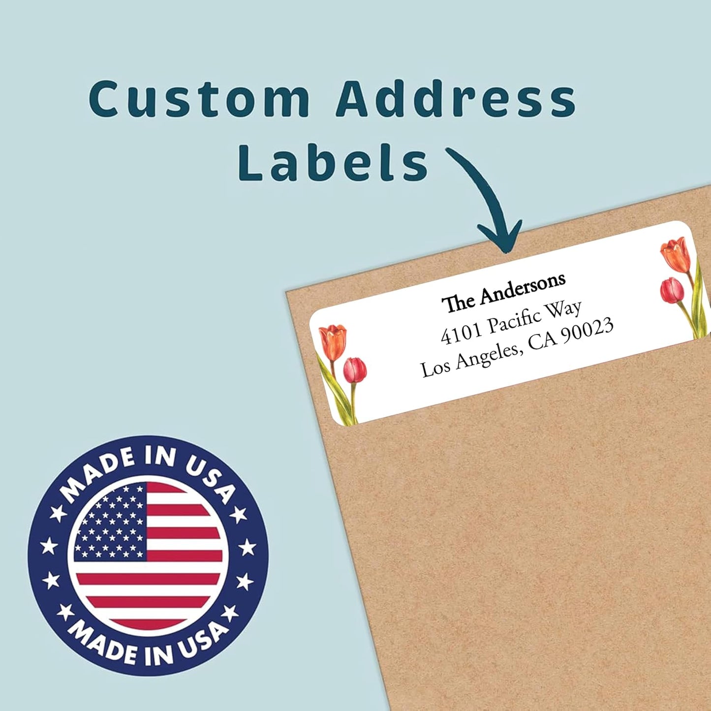 Return Address Labels - Personalized Flower Address Stickers on Sheets (50-1000 Labels)