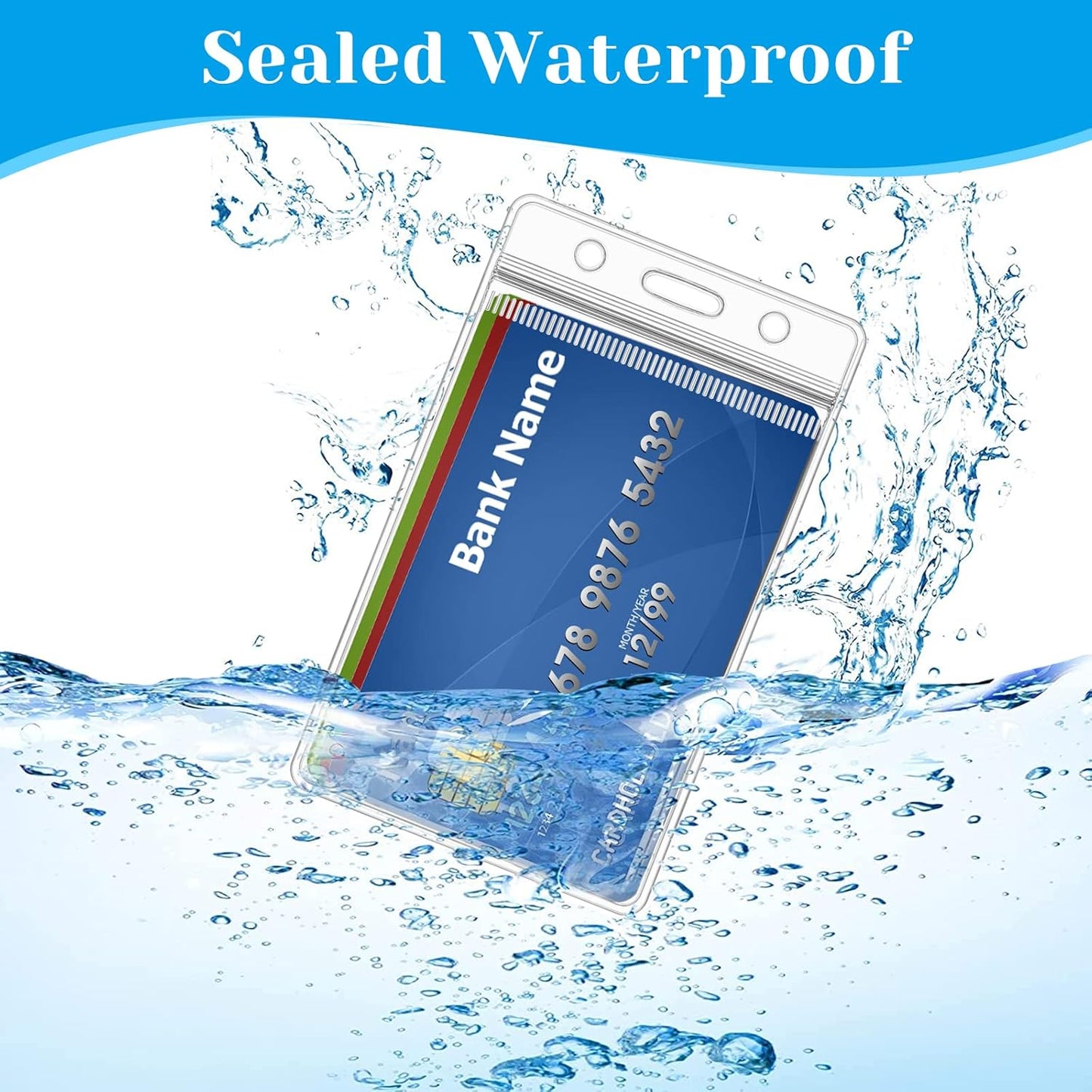 400 Pack Badge Holder, Plastic ID Badge Holder, Clear Waterproof ID Card Holder with Resealable Zip, 2.5" x 3.8" Vertical Name Tag Holder for Nurses and Office, Fits ID Card/Credit Card/Student Card