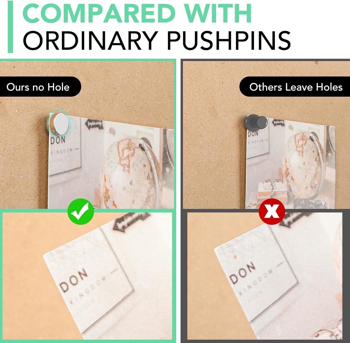 E BAVITE Push Pins Magnetic Thumb Tacks, 10 Sets Magnet Pushpins for Wall Bulletin Board Cork Board Cute Decorative Push Pin Clips Thumbtacks for Poster Hanger Photo Picture Hanging Accessories