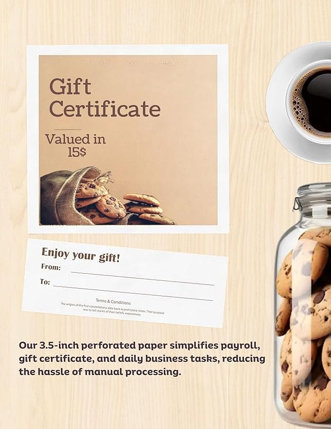 Limited Papers (TM) 8.5x11 Perforated Paper, 20/50 Pound, 75 GSM, Variety of Perforation Sizes and Colors, for Forms, Tickets, Postcards, Business Cards. (Pink, 2 up – 3.5” from bottom)