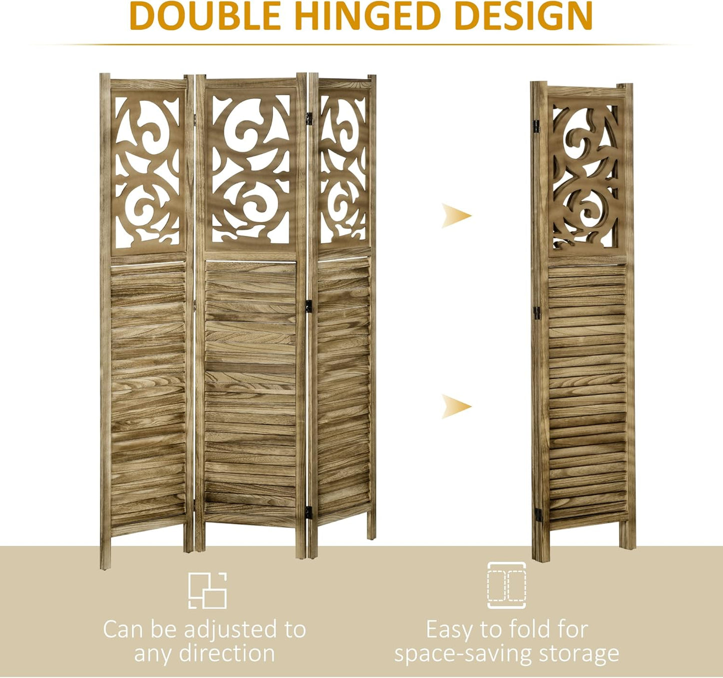 NicBex Room Divider 3 Panel Room Dividers with Floral Design Partition Room Dividers and Folding Privacy Screens 5.5 FT Wall Divider for Home, Office, Room Separation,47.25"W x 0.75"D x 67"H, Brown