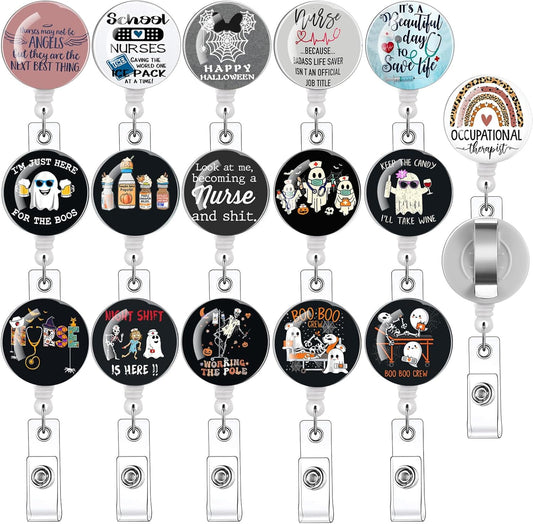 16pcs Badge Reels Retractable Badge Holders,Id Badge Holders Retractable with Clip,Cute Badge Reel for Men,Women,Girls 16