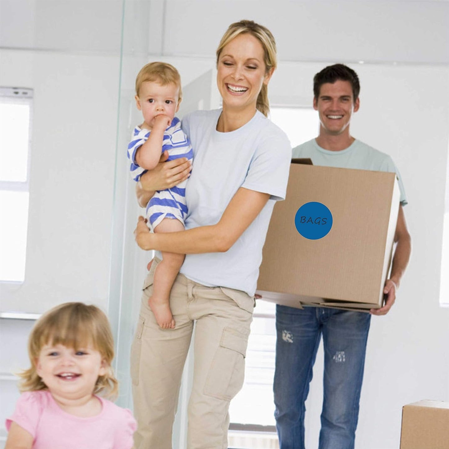 PARLAIM 3 Inch Color Code Circle Dot Stickers, 500pcs Round Color Coding Labels in Dispenser Box for Inventory Business, Blue