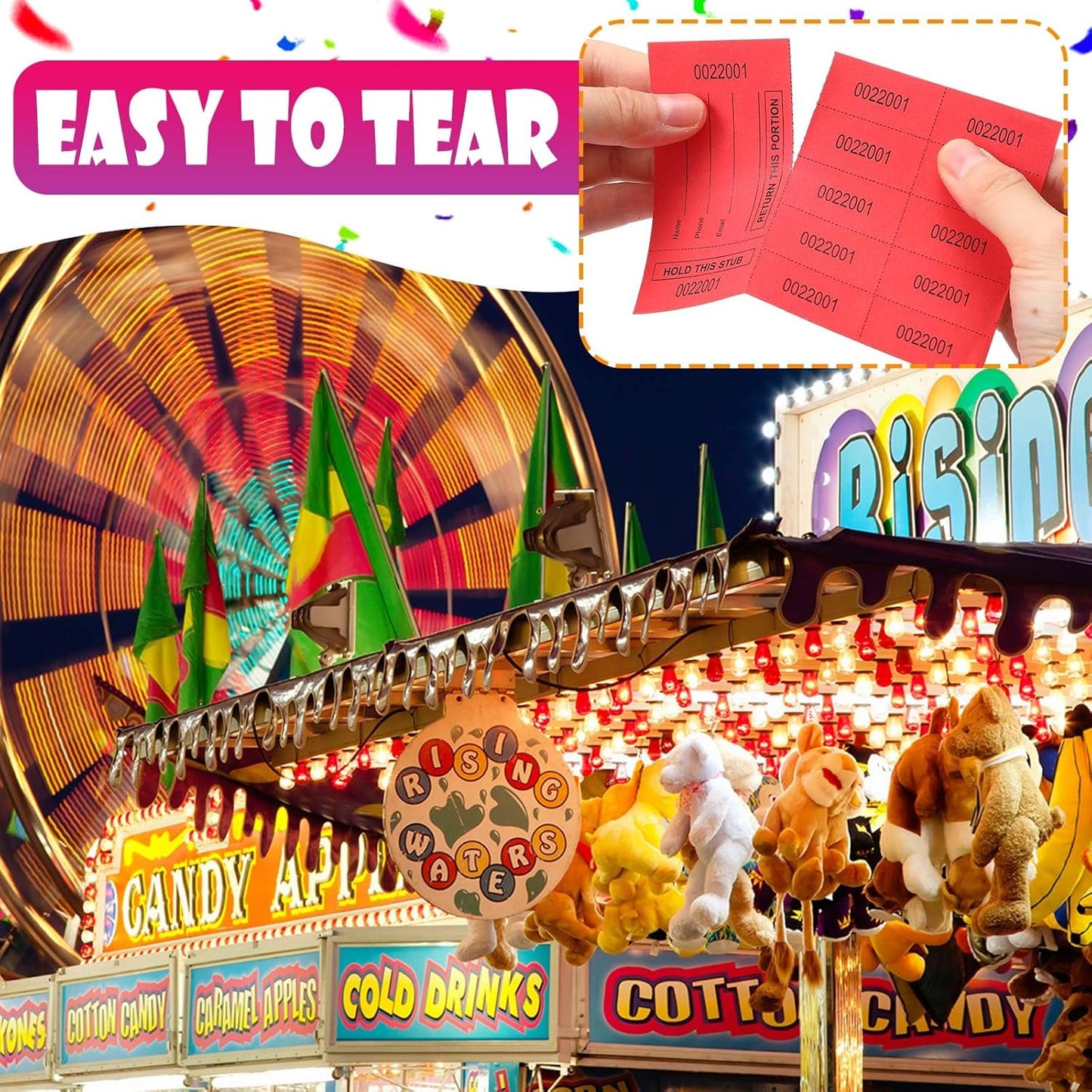 Kosiz 1000 Sheet 10 Bid Raffle Tickets Chinese Auction Tickets Sheets Auction Fundraiser Ticket Numbered with Name and Phone Number Per Sheet Raffle Tags for Silent Bidding (Red)