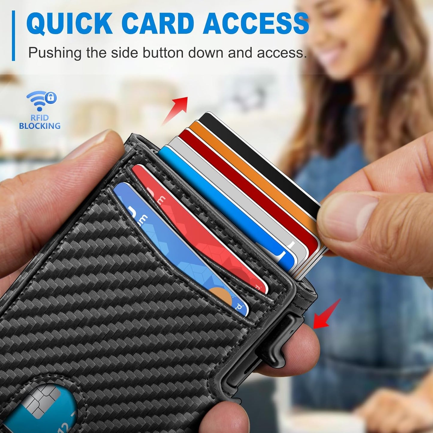 Men Wallet,with Money Clip Coins Pocket ID Window,Slim Front Pocket RFID Blocking Pop-up Card Holder 3.9"x 2.7", Gift Boxed