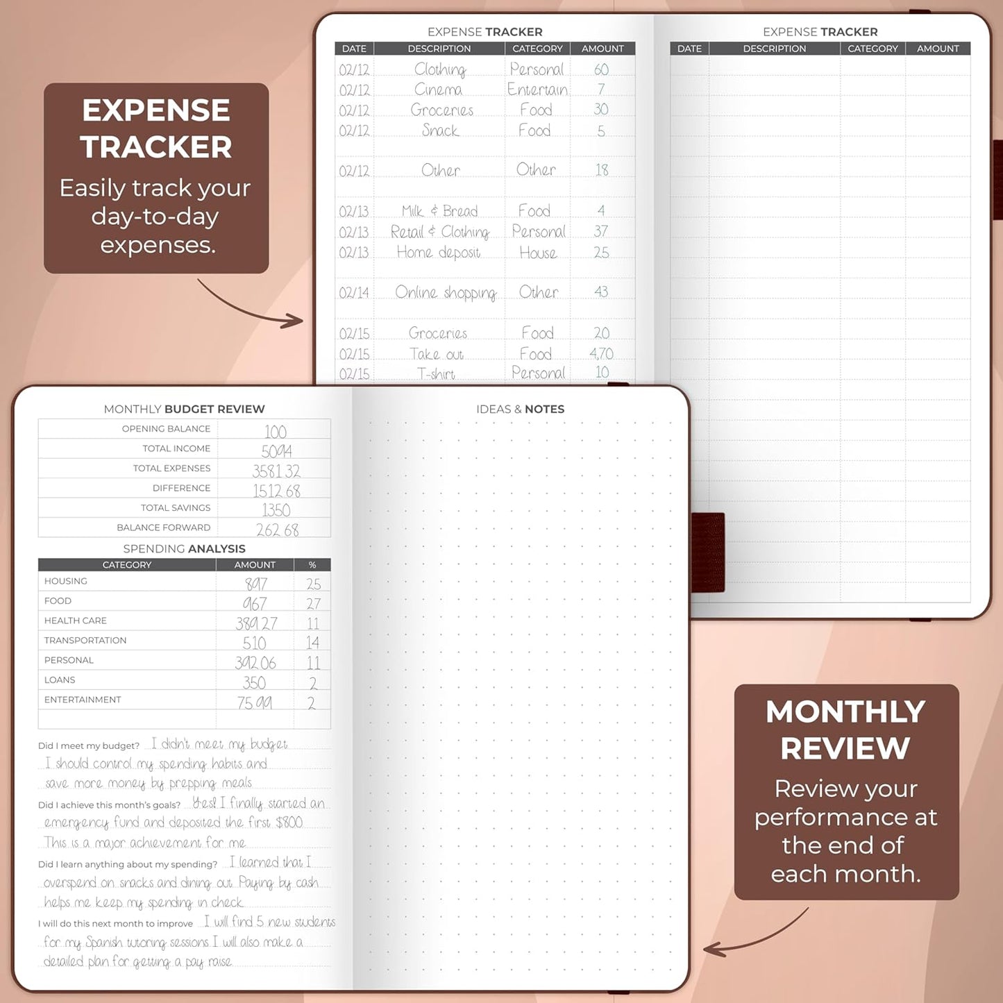 Clever Fox Budget Planner Pocket – Mini Expense Tracker Notebook. Monthly Budgeting Organizer, Finance Logbook & Accounts Book, Small (Brown)