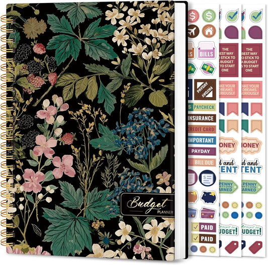Aesthetic Budget Planner - Monthly Finance Planner with Expense Tracker, Undated Bill Organizer, Budget Notebook to Manage Your Finances, Account Budget Book with Colorful Pattern - Forest Botanica