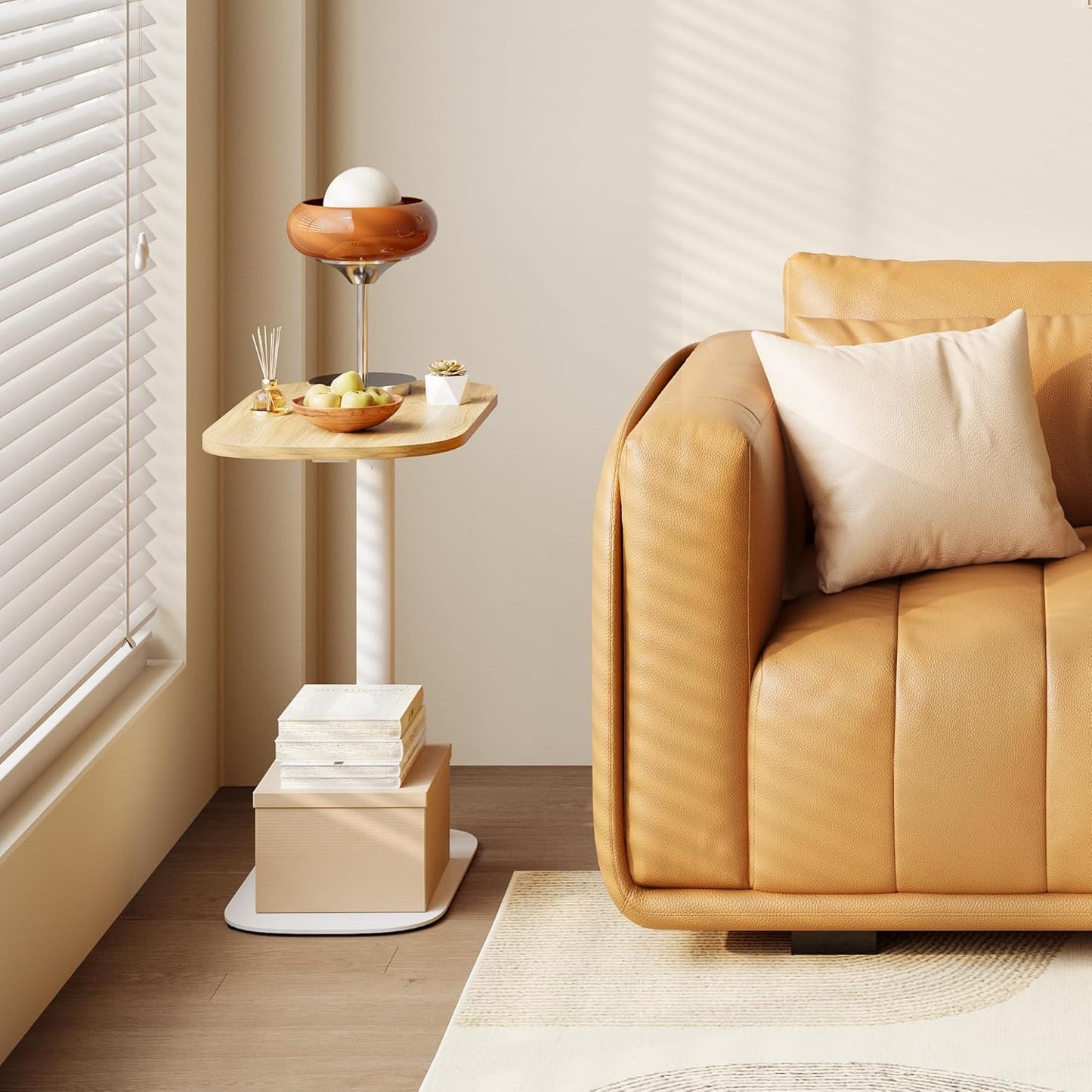 SANODESK Small Standing Desk Pneumatic Height Adjustable Small Sit Stand Desk Laptop Desk Overbed Table Computer Cart for Home Office Computer Workstations(23.6" W x 13.8" D,Maple)