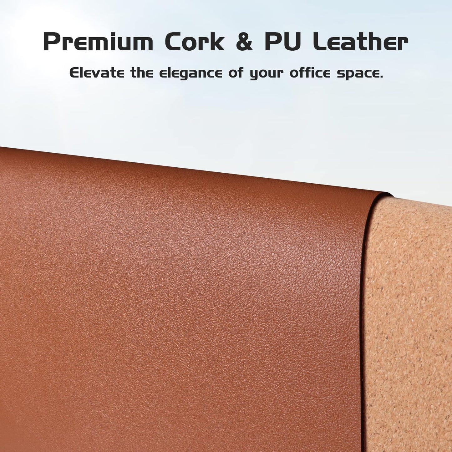 Aothia Dual-Sided Desk Pad - Leather Desk Mat, Natural Cork Desk Pad Protector, Large Mouse Pad for Desk, Waterproof Desk Blotter Pad, Desk Writing Pad for Office Work/Home, Maple Brown(35.4" x 15.7")