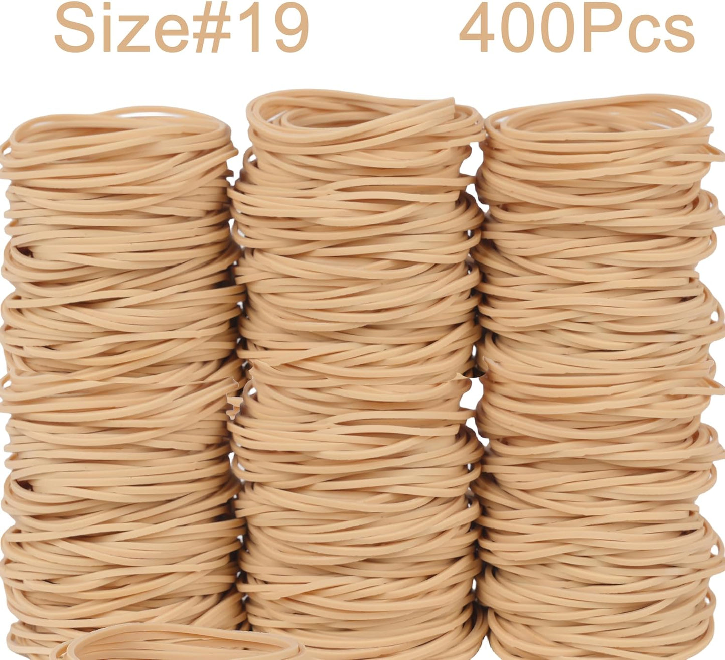 Rubber Bands Size #19, 400Pcs Approximately 0.45lb Elastic Band Beige Small Rubber Band Home Office Supplies(3-1/2" x 1/16'')