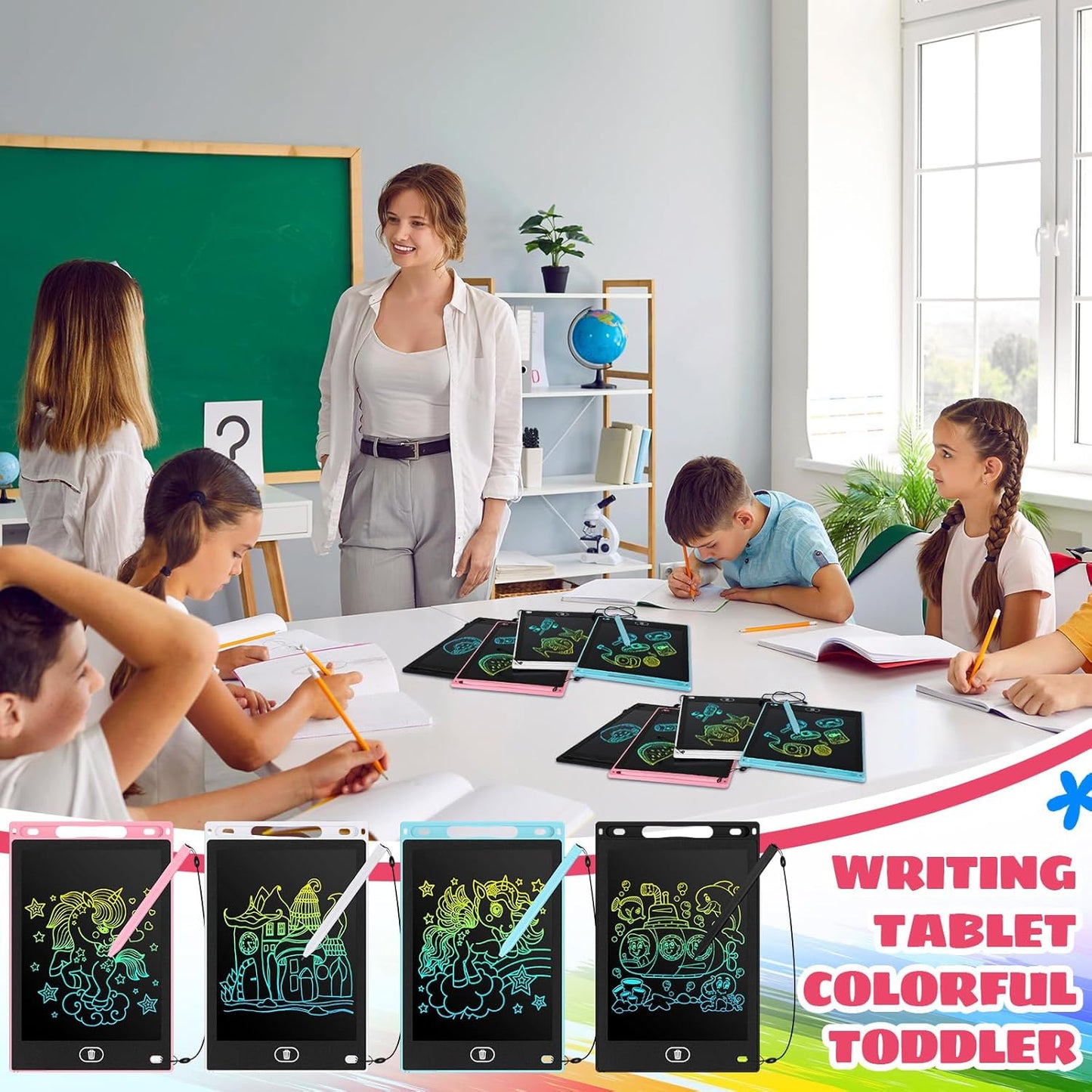 Zhehao 20 Pack LCD Writing Board for Kids, 8.5 Inches Doodle Reusable Screen Drawing Pad Erasable Painting Pads Educational Toy for 3-8 Years(Cute Color)