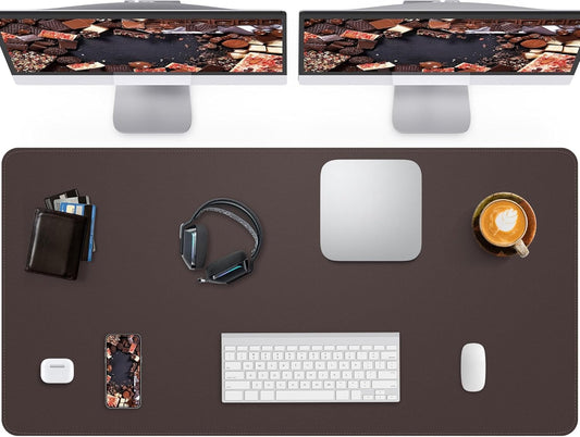 Large Desk Pad Mat - Waterproof Mouse Pad & Desk Protector, Non-Slip XL PU Leather Gaming Mat for Keyboard/Mouse, Stitched Edge with Ergonomic Support, 47"x17" (Charcoal)