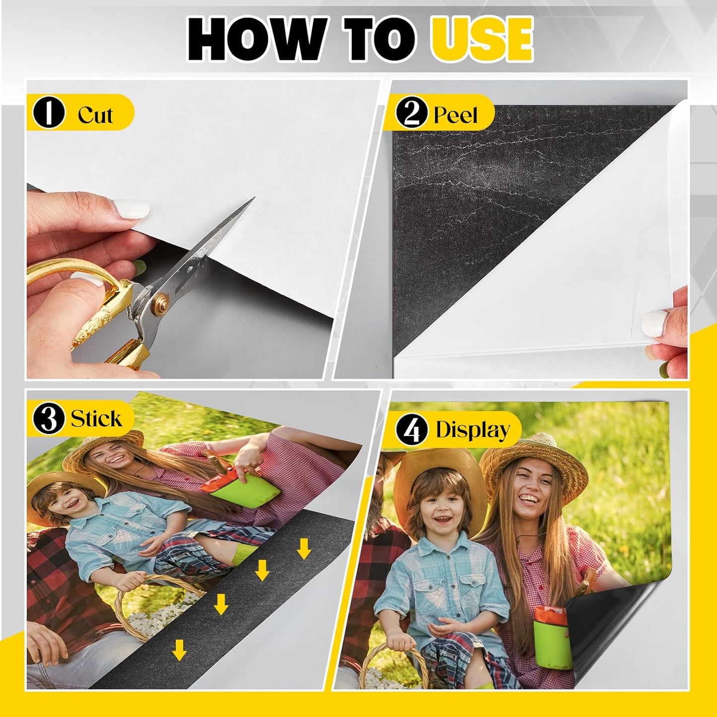 16 Inch x 10 ft x 30mil Extra Large Adhesive Magnetic Sheet Roll Not Printable Adhesive Backing Cut and Customize Flexible Sheets Blank White Surface Magnetic Sign for Craft Photo Craft