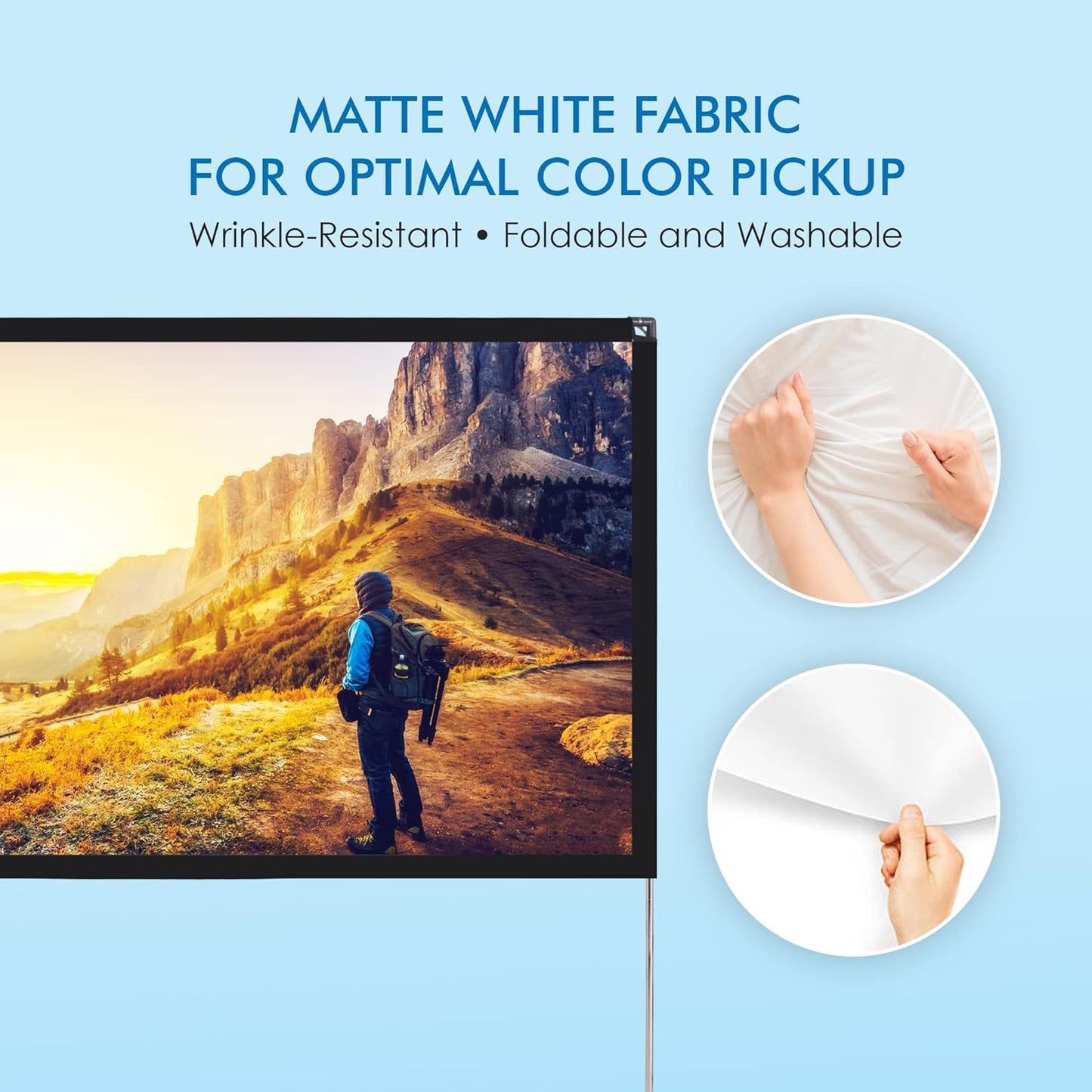 Pyle Projector Screen with Stand - 120'' 16:9 HD 4K Portable Lightweight Freestanding Foldable Indoor Outdoor Movie Projection Display with Frame for Home Theater