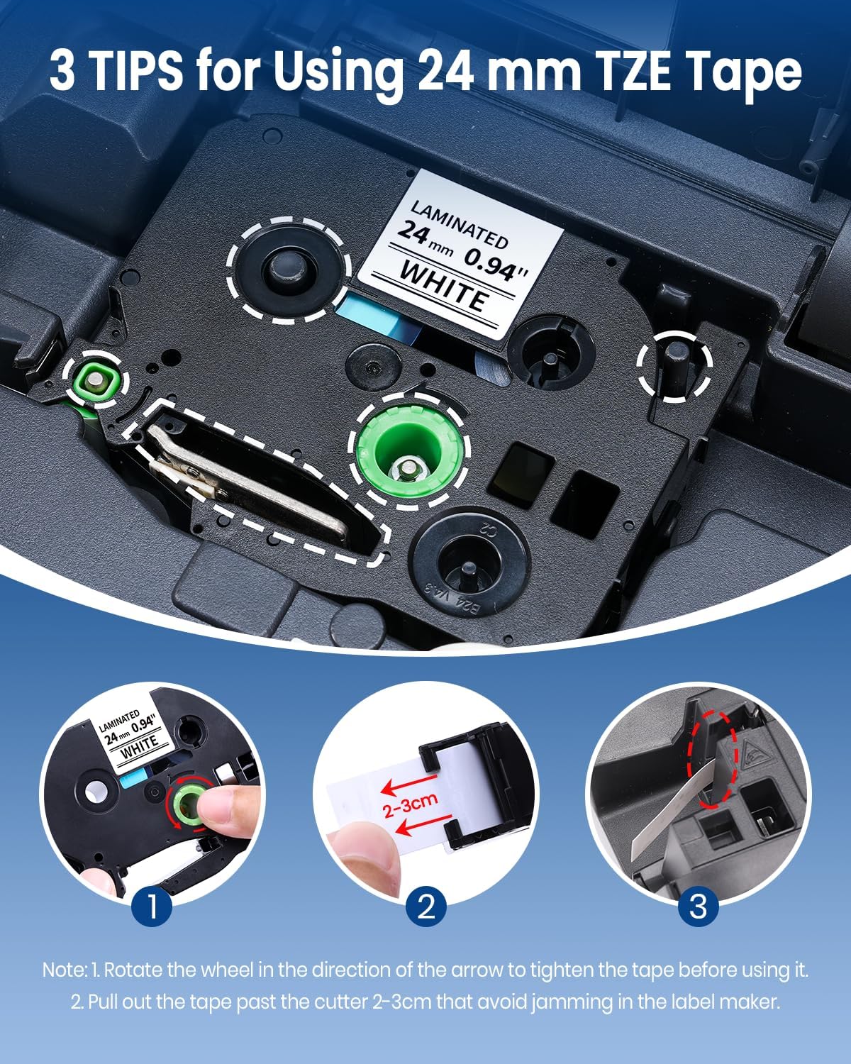 3-Pack 24mm 0.94 Laminated White Tape Replace for Brother Label Maker Tape TZe-251 Compatible with Brother P Touch TZ TZe 1" Refills for PT D610BT D600 700 P710BT PTP750W, Label KINGDOM Tze251