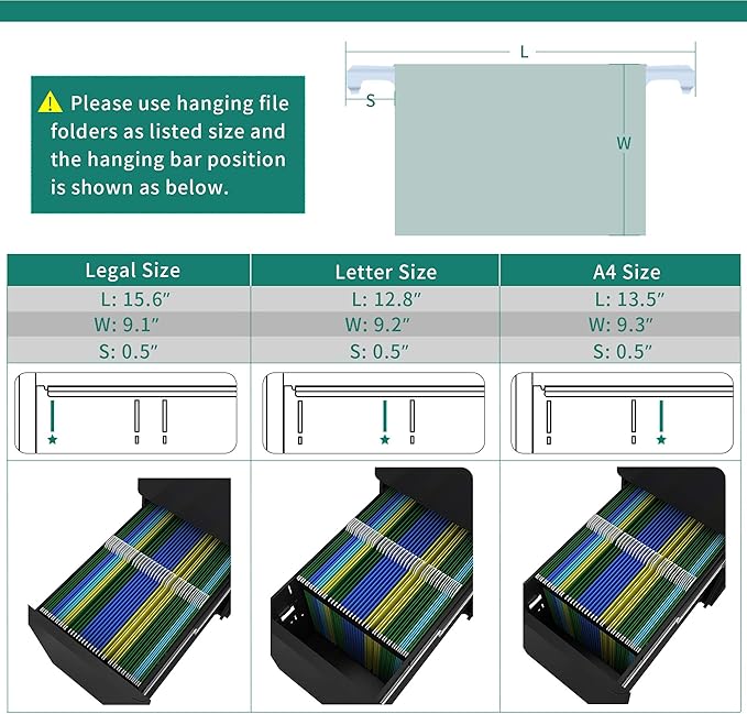 YITAHOME 3-Drawer Metal Filing Cabinet Office, Compact Portable Slim File Cabinet Drawers with Keys, Pre-Built Office Storage Cabinet for A4/Letter/Legal (Black)