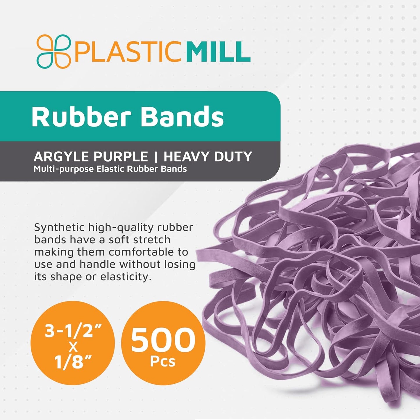 PlasticMill Rubber Bands - #33 Size - Argyle Purple Rubberbands - 1LB/500 Count
