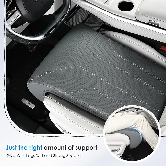 FLORICH Car Seat Extender Leg Extender Support Cushion for Driver Seats Office Chair, Leather Carseat Leg Support for Long Drivers Universal Car Seat Cushion Legs Rest Pads-Light Grey