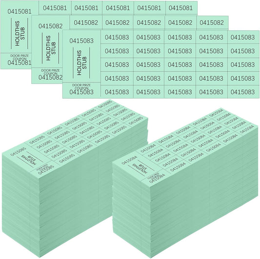 Kosiz 2000 Sheets Raffle Ticket 25 Bid Chinese Auction Tickets Tricky Tray Basket Raffle Sheets for Back to School Class Rewards Carnival Door Prizes Events(Green)