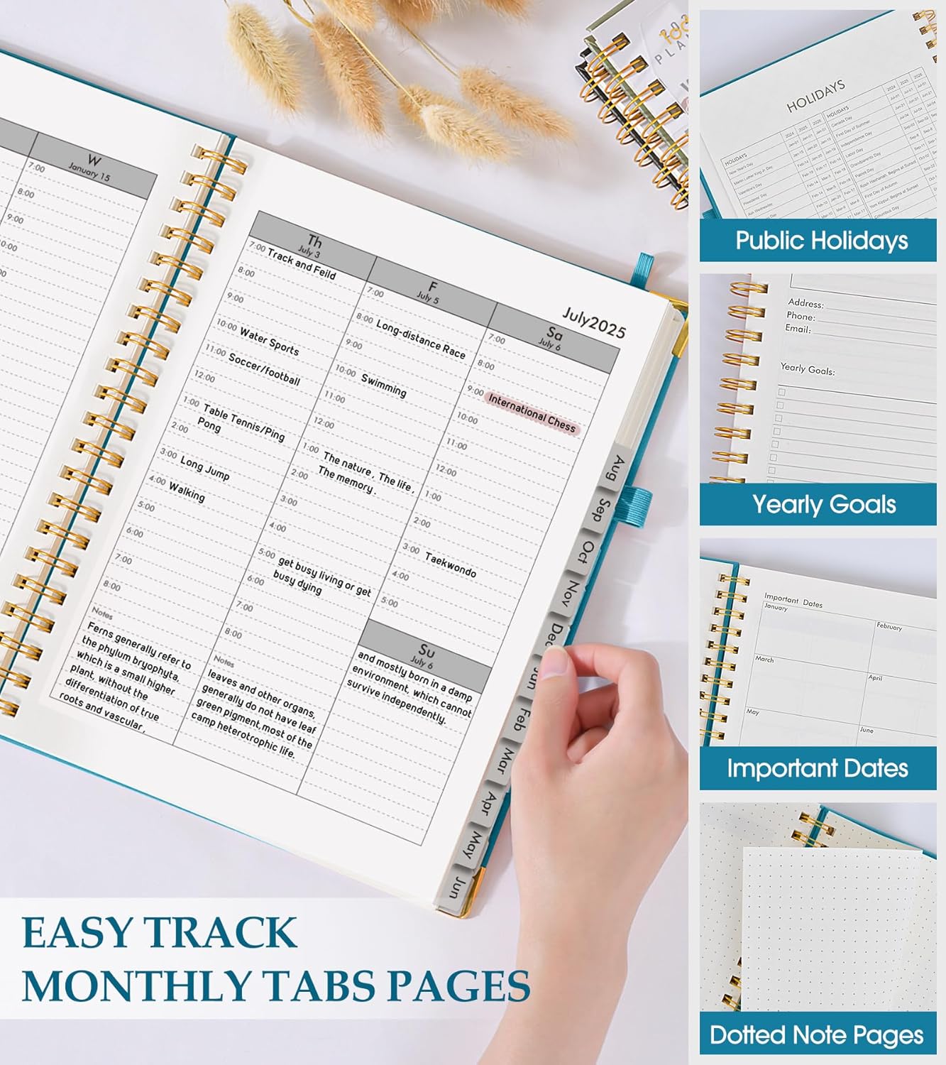 Academic Planner 2025-2026, Weekly and Monthly Calendar Planner from July 2025 - June 2026, 8.5" x 11" Hardcover Leather Hourly Appointment Book with Tabs, Spiral Daily Planners for College School Teacher Student, Sky Blue