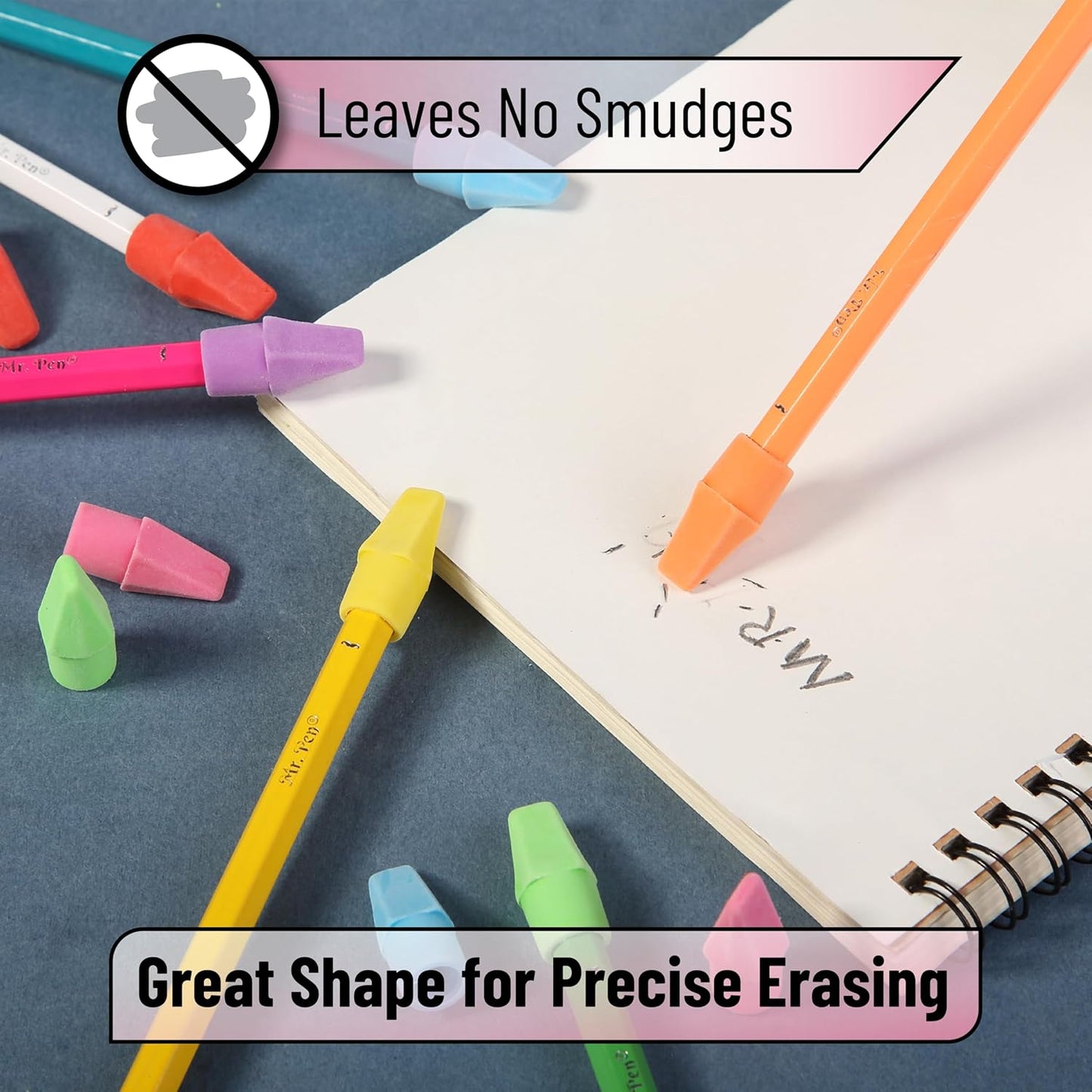 Mr. Pen- Pencil Erasers Toppers, 120 Pack, Colorful, Latex Free, No Smudge, Mr Pen Erasers for Pencils