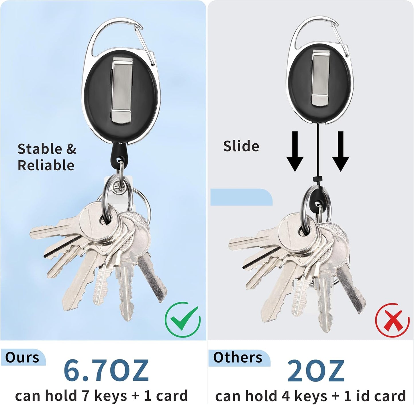 Badge Reel, 55 Pack Retractable Badge Holders with Stainless Steel Clip and 360° Rotating Key, Retractable Keychain with Extra-Long Cord and Secure Snap Fastener for School, Company, Hospital