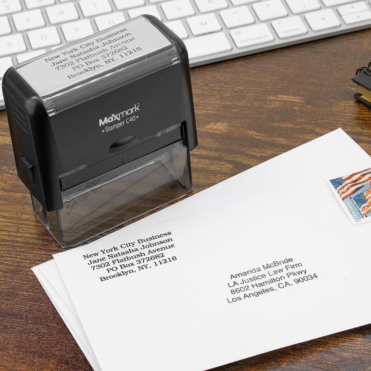 Custom Self Inking Rubber Stamp - Up to 6 Lines of Text - Choose from 15 Ink Colors - X-Large Size