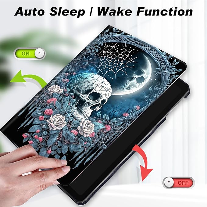 for Amazon Kindle Fire Max 11 Case (13th Generation, 2023 Release) 11",Slim Lightweight Smart Shell Stand Cover with Auto Wake/Sleep for All-New Fire 11 Max Tablet,Skull Roses Floral