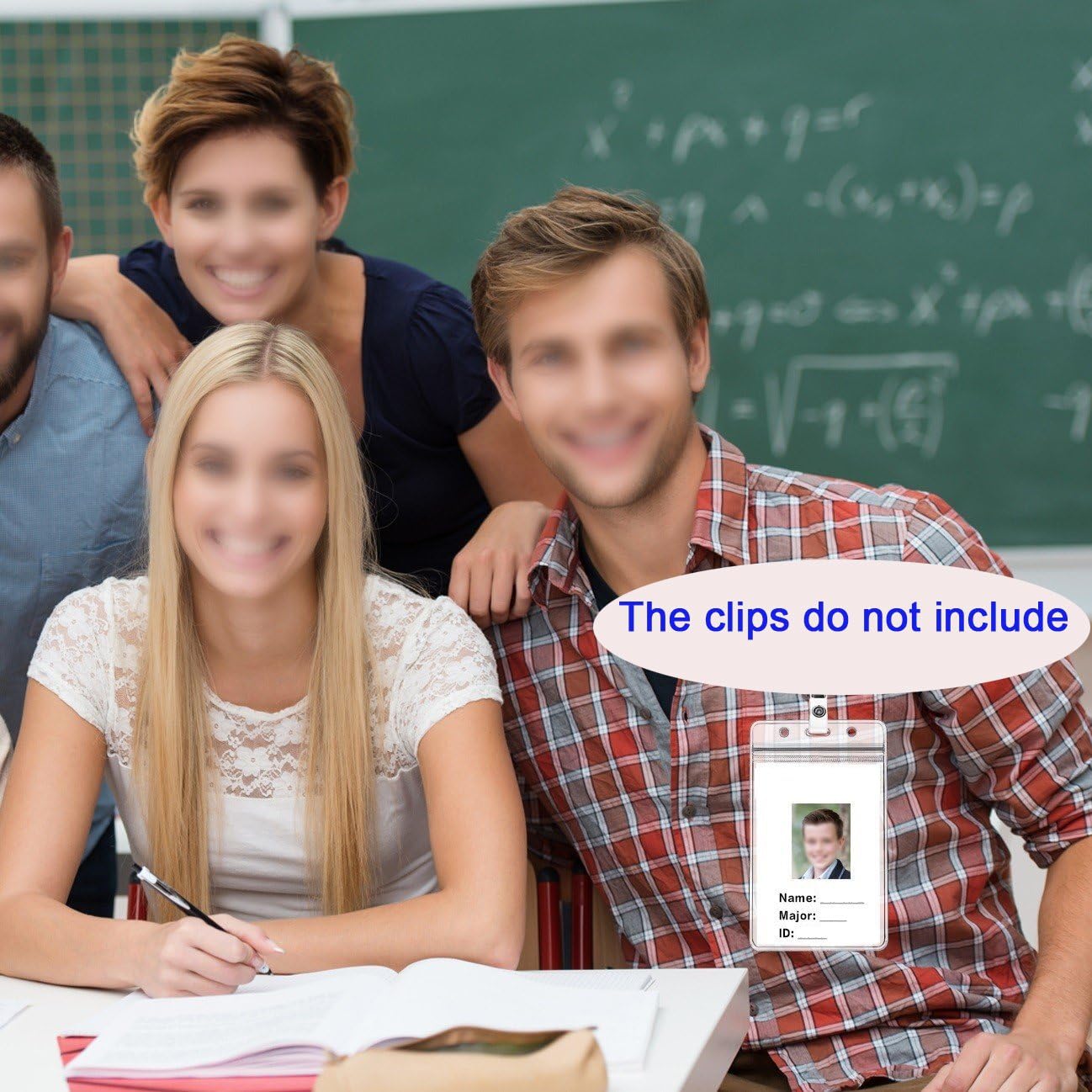 AMUU 12 Pack Vertical Clear Badge Holders Large 4x3 Name Badge Holders Plastic Large Card Protector (Fits 4x3 Nametag Inserts)