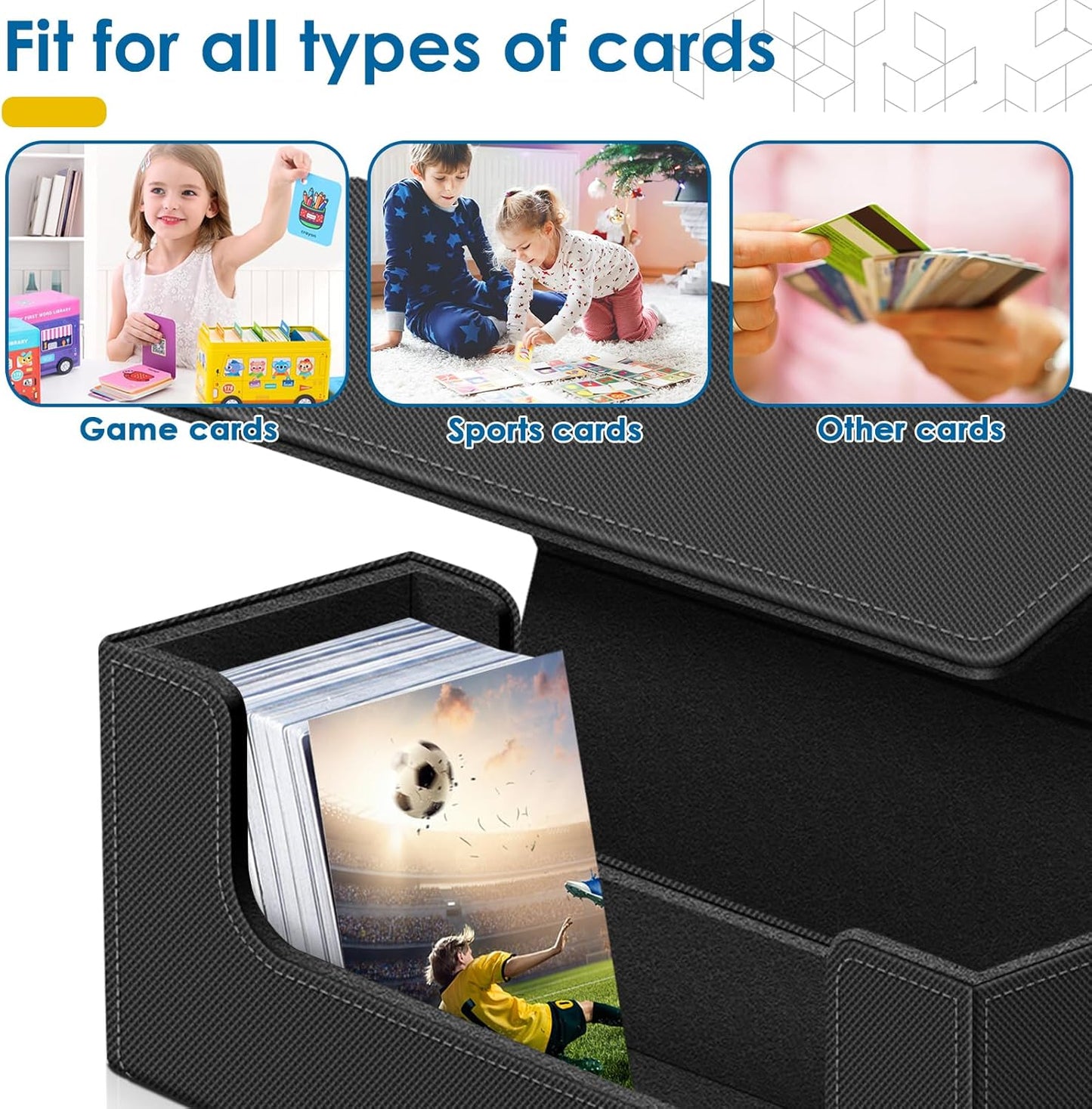 Card Deck Case for Trading Cards, Leather Magnetic Closure Commander Card Storage Box Holding 600+ Sleeved Cards Fit for MTG TCG and Sport Cards