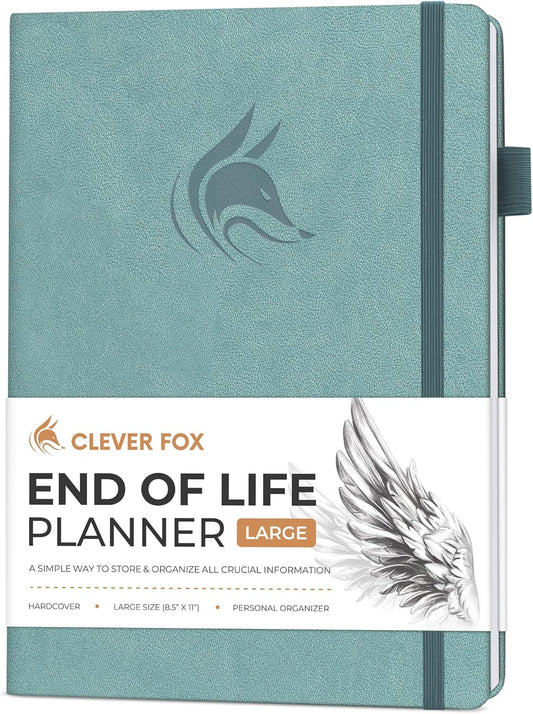 Clever Fox Large End of Life Planner – Guided Final Arrangements Organizer Notebook for Instructions, Beneficiary Info, Will Preparation, Last Wishes & Funeral Planning – 8.5" x 11" (Blue Surf)