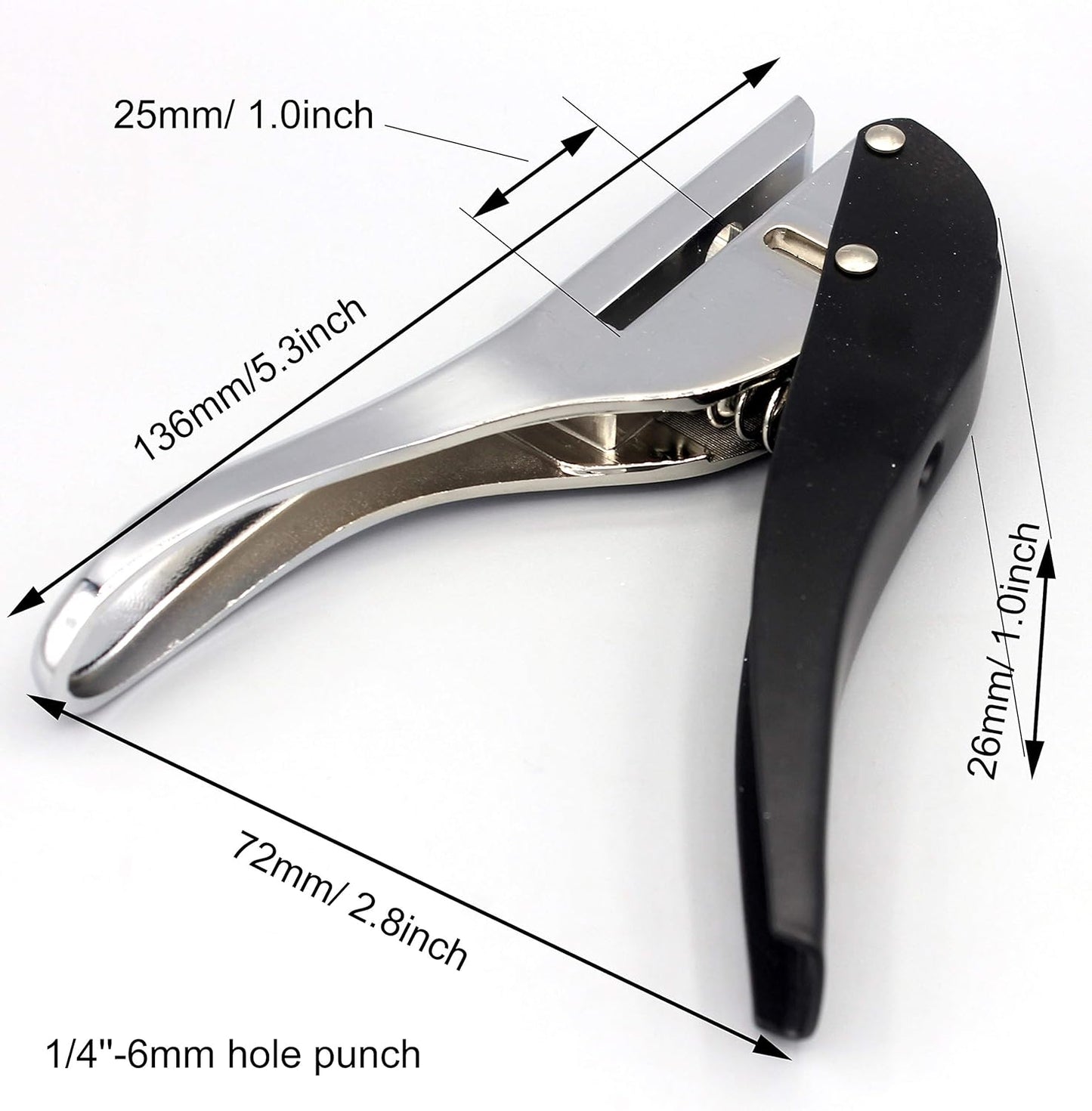 Metal Silver Hand-held 1/4 inch 6mm Round Heavy Duty Single Circle Hole Punch for ID Cards PVC Cards Badge Photos