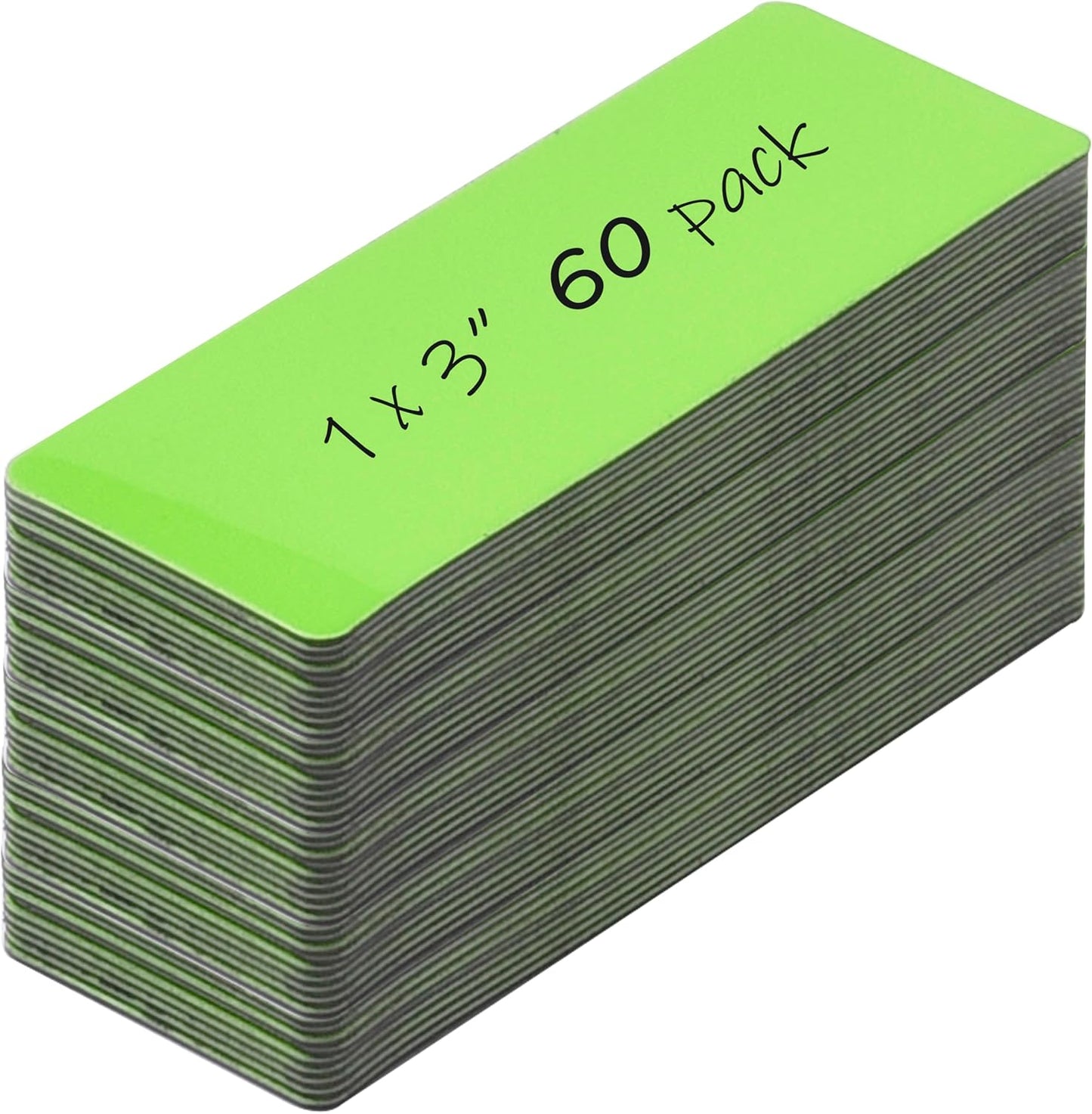 Realth Dry Erase Magnetic Labels Green (1'' × 3'' 60 Pcs),Blank Magnets for Whiteboard, Washable Reusable Magnetic Sheets for Classroom Fridge Office, Name Tags for Teachers Students