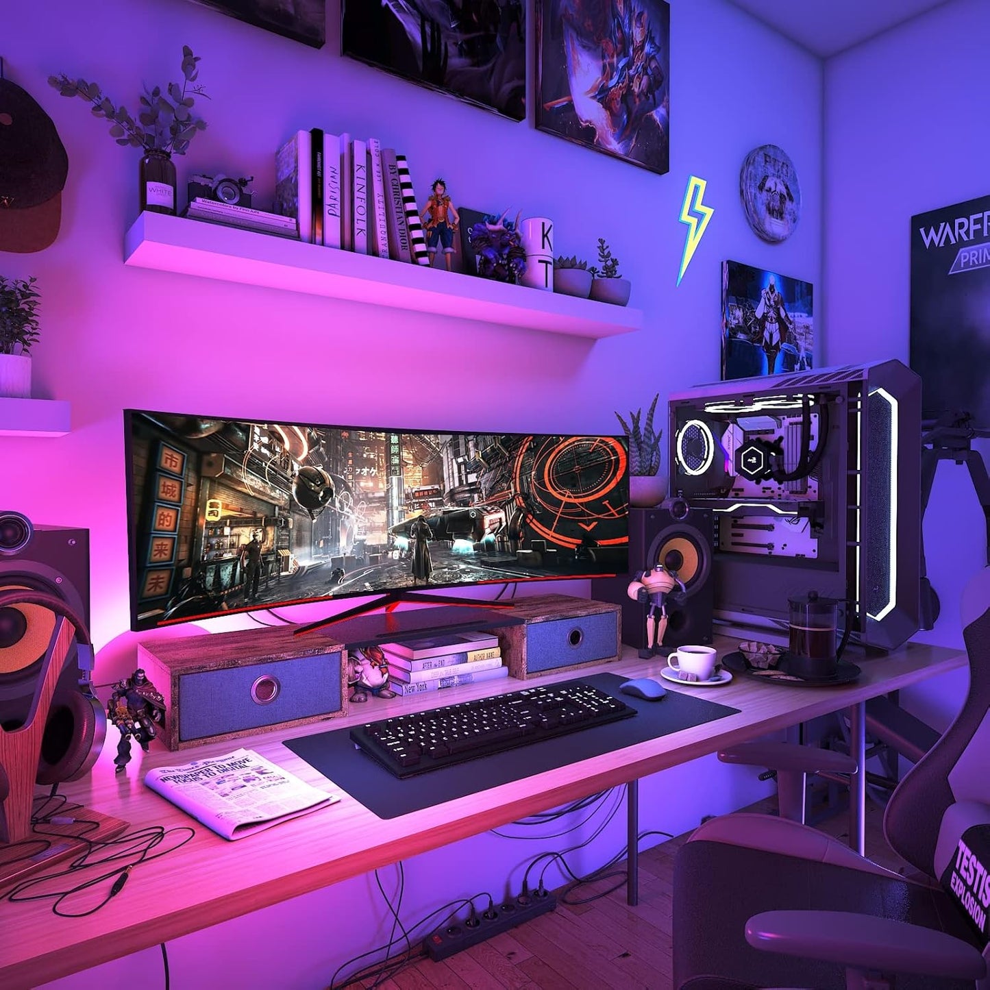 WESTREE Dual Monitor Stand Riser with Two Drawers, Extra Large Storage for 2 Monitors, Desktop Oraganizer Computer,Laptop,Screen,Printer,TV