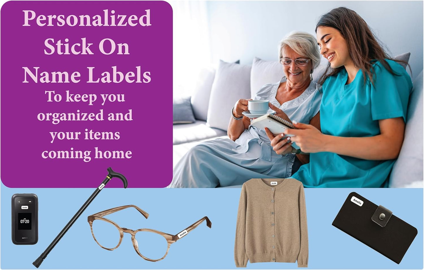 Personalized Name Labels. Waterproof Dishwasher Safe Peel and Stick Labels are Great for School & Office Supplies Daycare Clothing Customized Up to 2 Lines Permanent Self Adhesive