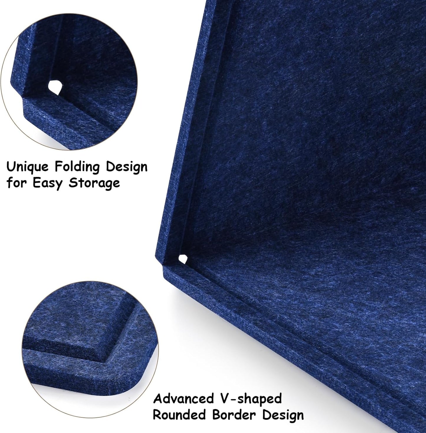 Large Bulletin Board, Foldable 60x36 Inches Cork Board Alternative, Large Felt Board Decorative Pin Board for Wall, Foldable Photo Board Self-Adhesive Vision Board with 36 Pushpins Dark Blue