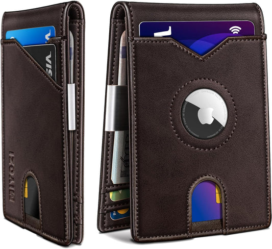Airtag Wallet for Men,with Money Clip 11 Cards Slim Front Pocket Leather RFID Blocking Wallet with Gift Box