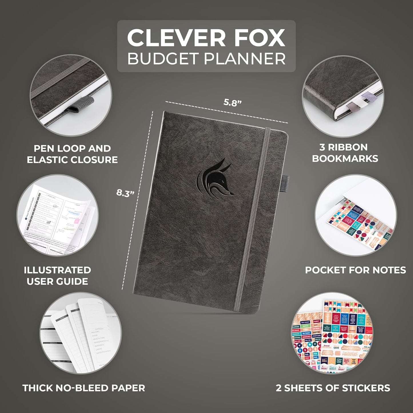 Clever Fox Budget Planner - Expense Tracker Notebook. Monthly Budgeting Organizer, Finance Logbook & Accounts Book, Bill Tracker, A5 (Dark Grey)