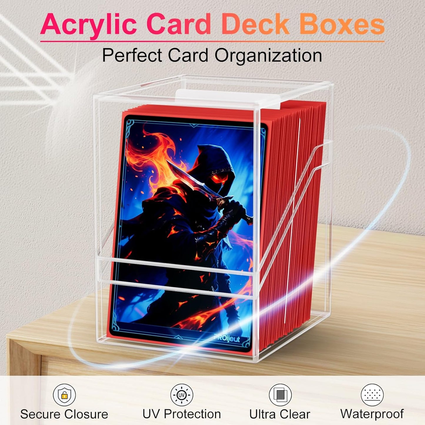 Card Deck Box with Portable Case, 12 Pack Clear Commander Deck Box with 12 Dividers, Holds 1200+ Double Sleeved Cards, Fit for MTG, YuGiOh, TCG