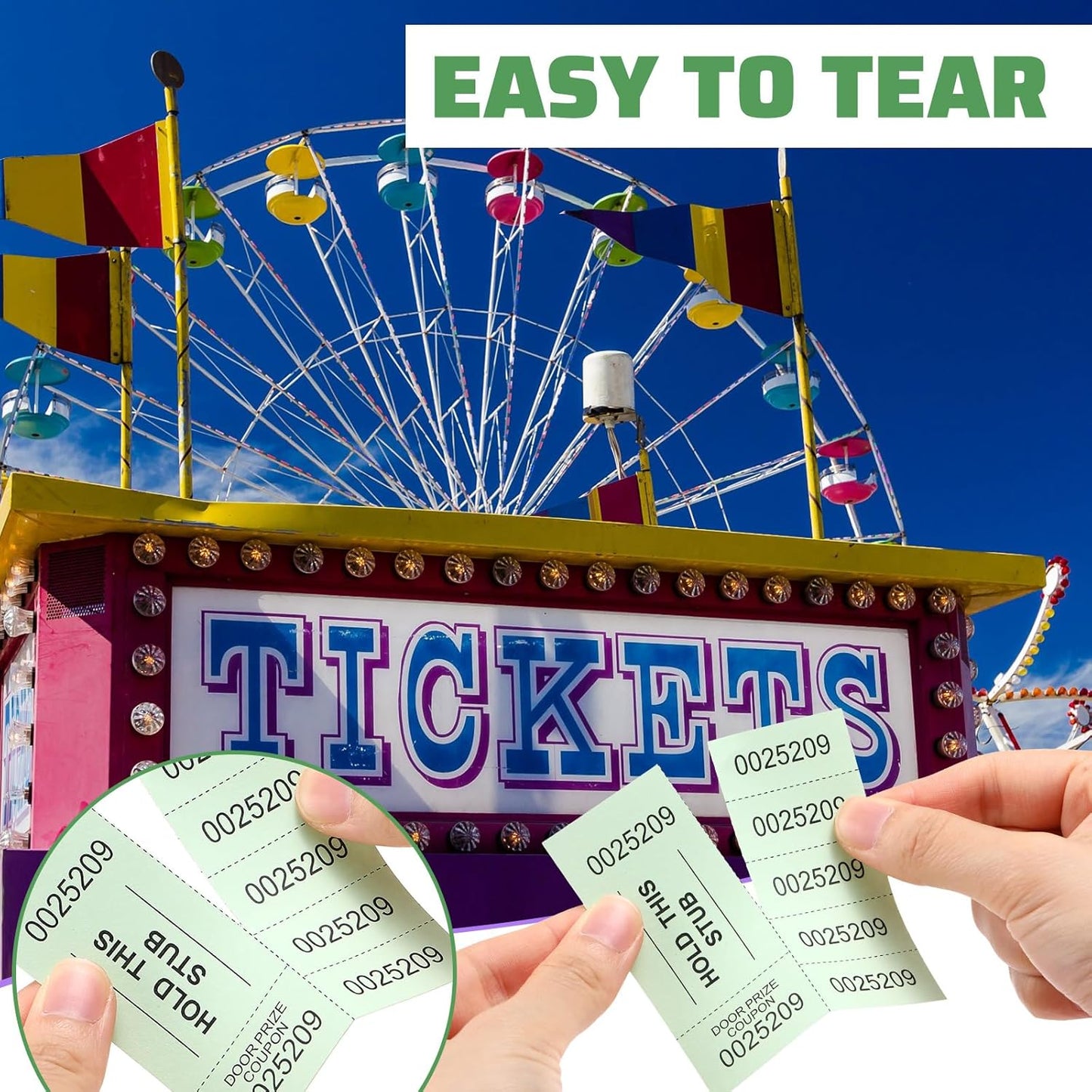 Kosiz 504 Sheets 5 Bid Raffle Ticket with Different Numbers Per Sheet Chinese Auction Tickets for Events Church Basket Auction Silent (Light Green)