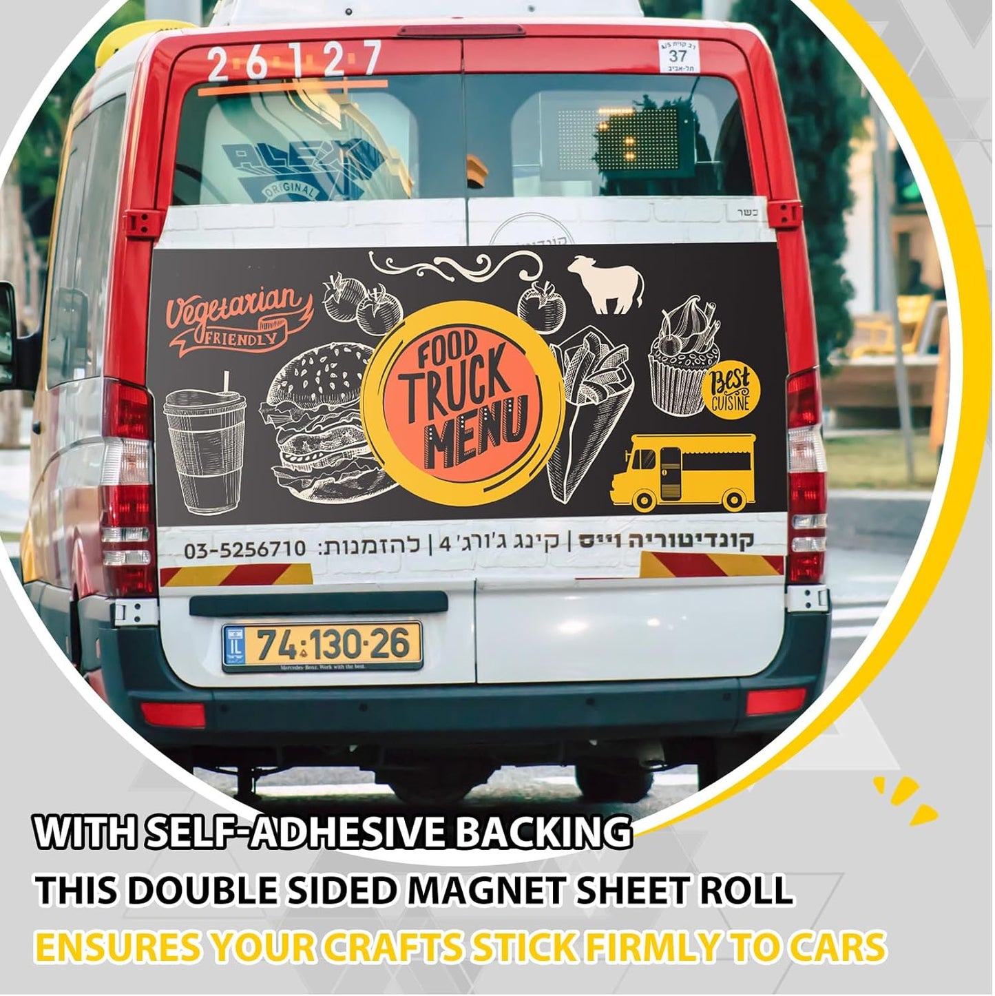 12 Inch x 10 ft x 30mil Extra Large Adhesive Magnetic Sheet Roll Not Printable Adhesive Backing Cut and Customize Flexible Sheets Blank White Surface Magnetic Sign for Craft Photo Craft