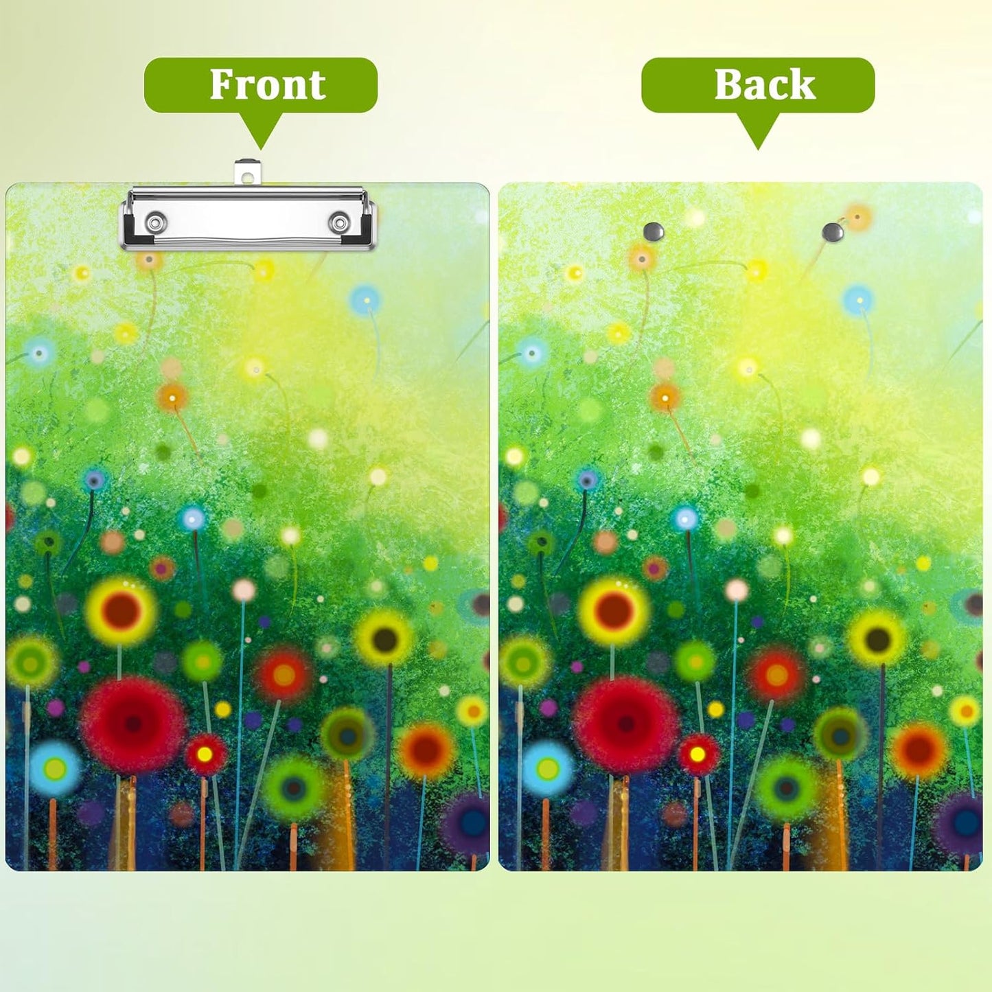 Vintage Floral Clipboard,Decorative Acrylic Clipboard with Low Profile Metal Clip for Office,School,Teachers,Students Standard Letter Size 9x12.5