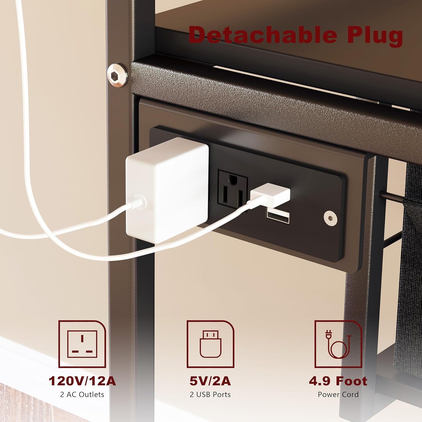 3 Tier Heavy Duty Printer Stand with Storage, Computer Tower Stand with Industrial Wheels & Drawer, Large Mobile Printer Table for Home Office Organization (Obsidian Black)
