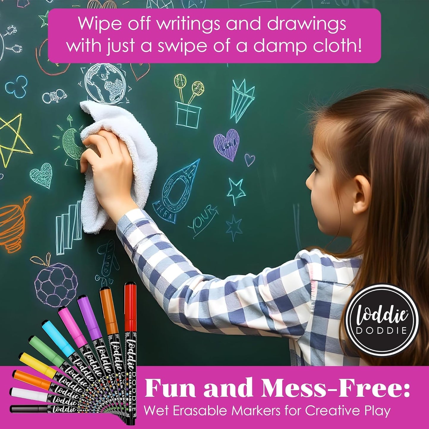 Loddie Doddie Fine Liquid Chalk Markers (10-Count) - Erasable Earth Tones Chalk Markers & Pens for Chalkboard & Blackboard