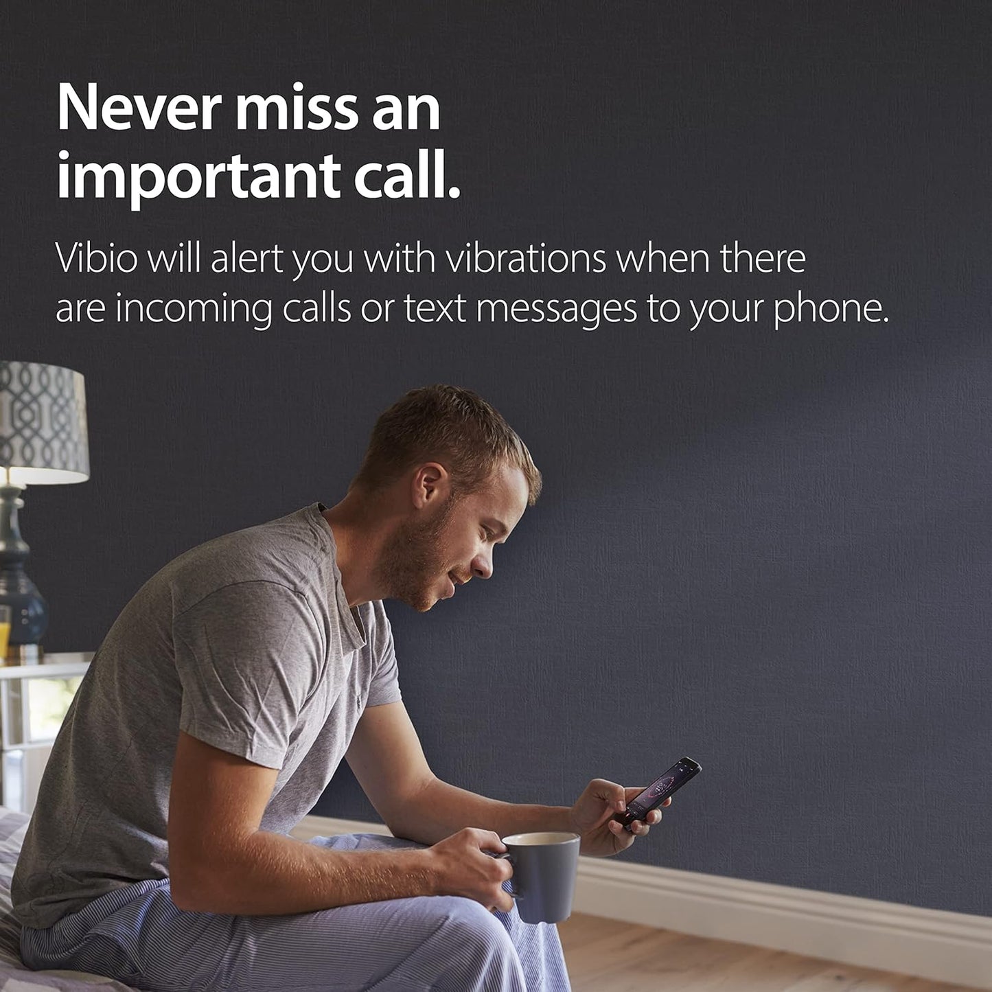 Bellman & Symfon Vibio Bluetooth Bed Shaker – Silent Vibrating Travel Alarm Clocks for Heavy Sleepers – Portable Rechargeable Clock with Multiple Alarms, Call and Message Alerts Easy to Pack for Trips