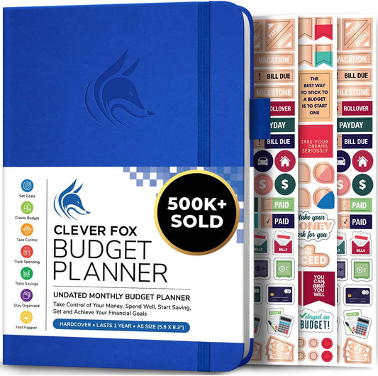 Clever Fox Budget Planner - Expense Tracker Notebook. Monthly Budgeting Organizer, Finance Logbook & Accounts Book, Bill Tracker, A5 (Royal Blue)